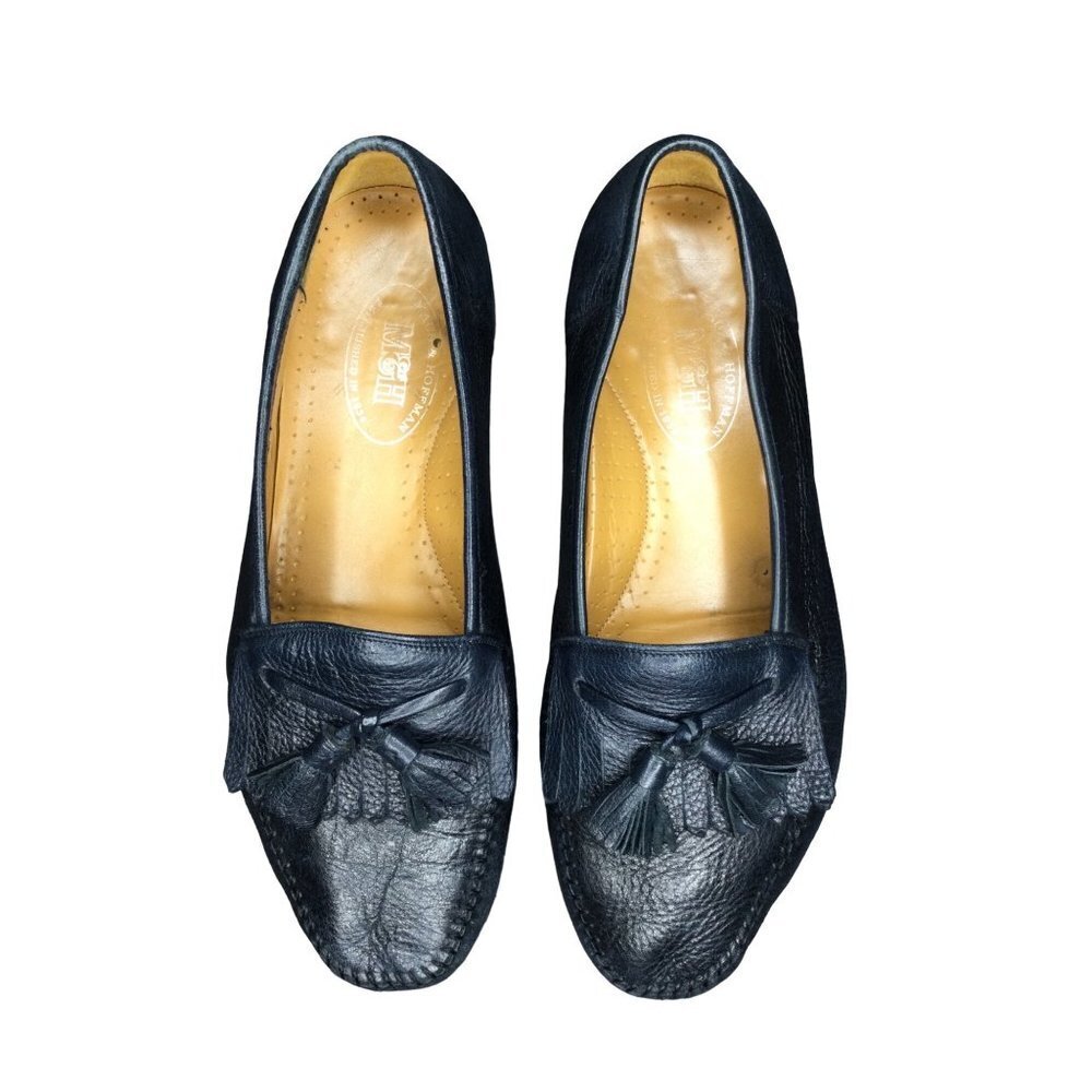 Maus & Hoffman Men’s Pebbled Leather Tassel Loafers Slip on Blue Size 8D